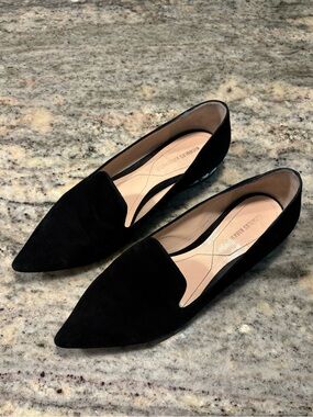 Nicholas Kirkwood Pointed Toe Black Suede Loafers with Pear Heels Sz 35 REPAIRED